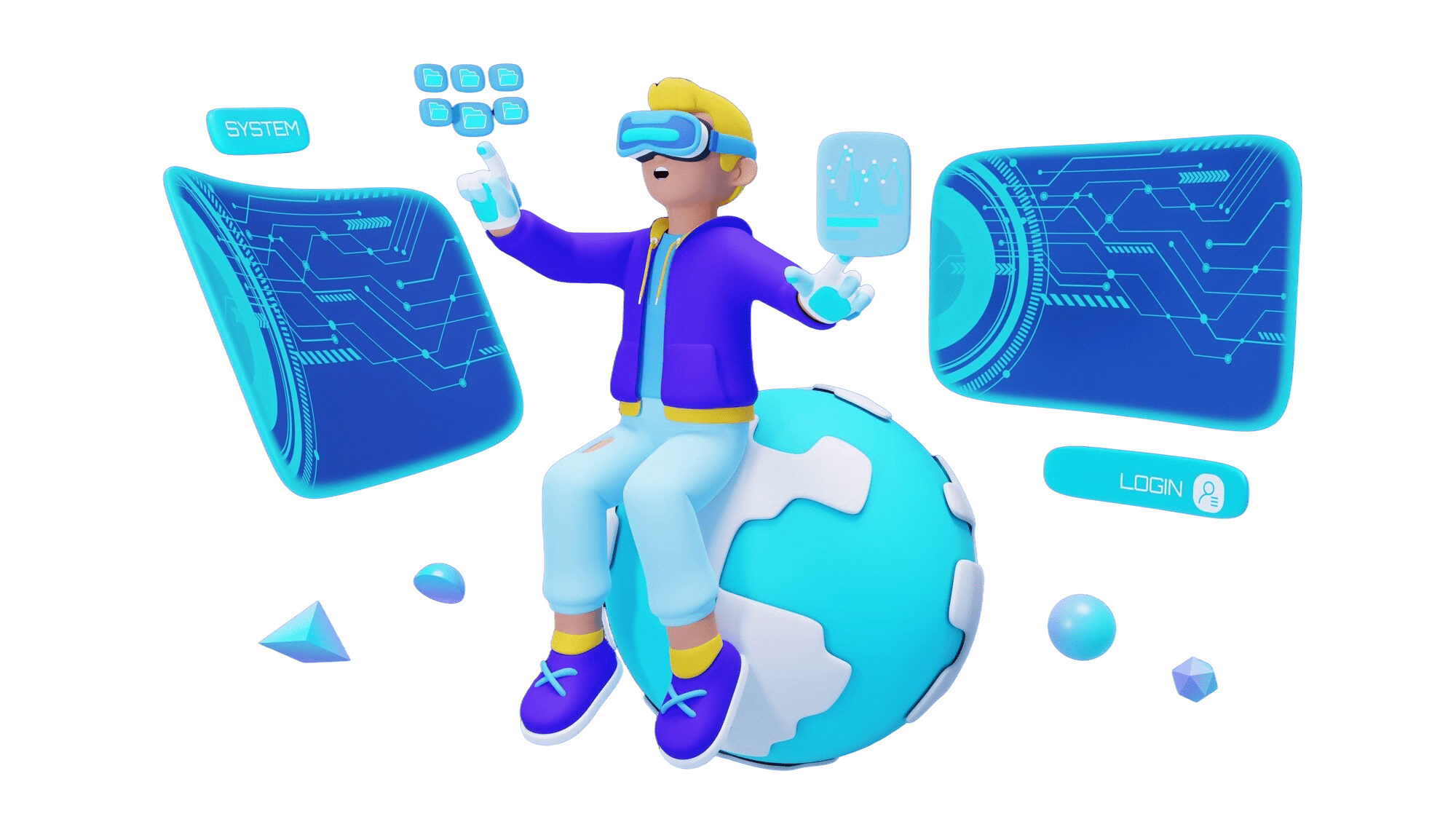 3D Illustration of working on laptop